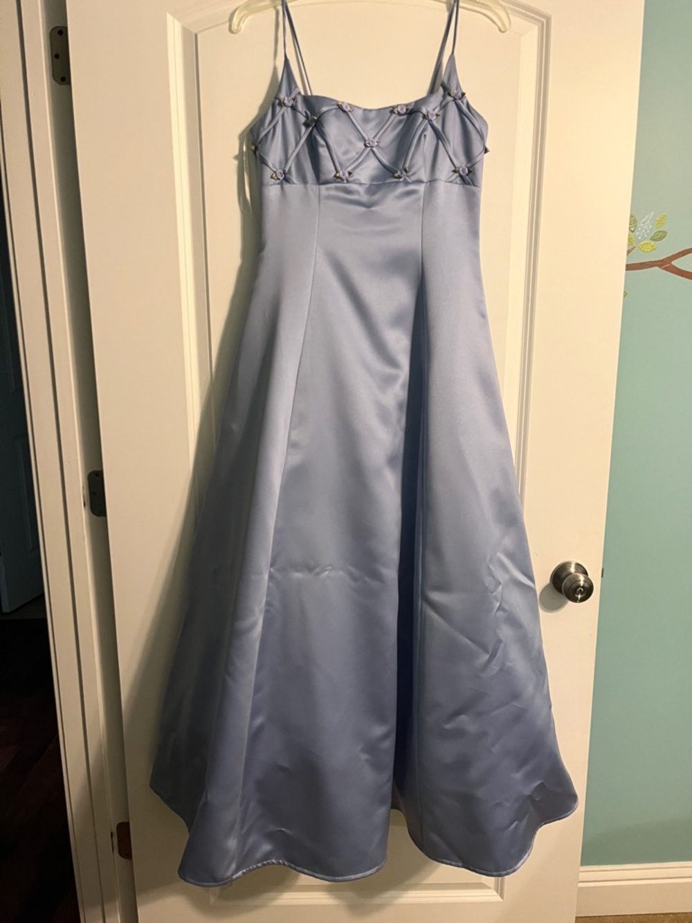 Light Blue/Periwinkle Satin A-Line Skirt